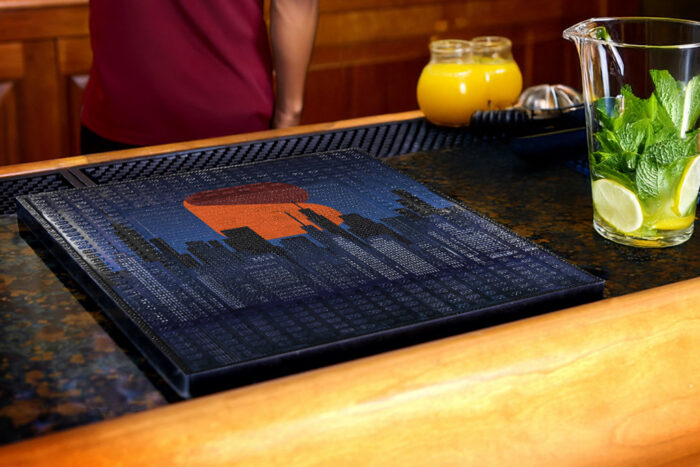 My Logo Mat | BarPrint Countertop Spill Mat Bar Restaurant Square Logo Skyline