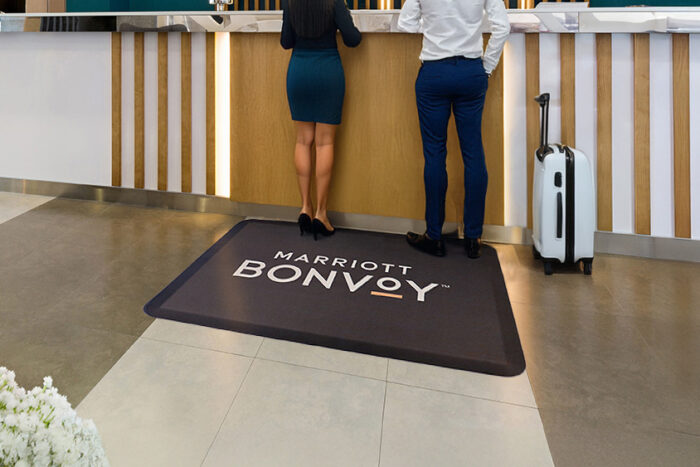 My Logo Mat | ComfortPrint HD Logo Mat Indoor Anti Fatigue Marriott Hotel Front Desk